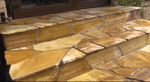 Плитняк златолит жёлтый золотистый для отмостки купить в Зеленограду